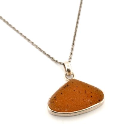 24” Golden Druzy Quartz Pendant Necklace 925 Sterling Silver 15g