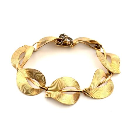 7” Vintage Napier Gold Vermeil 925 Sterling Silver Leaf Link Bracelet 22.7g