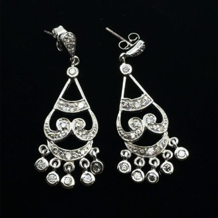 .925 Sterling Silver CZ Chandelier Earrings, 5.3g