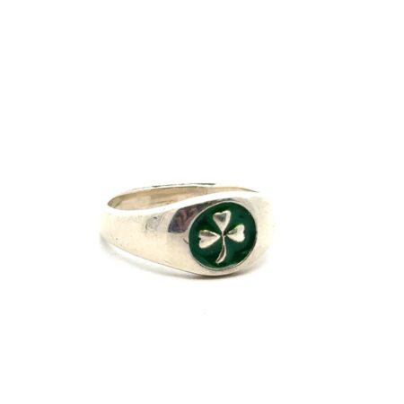 Size-5 925 Sterling Silver Irish Shamrock Ring, 3.2g
