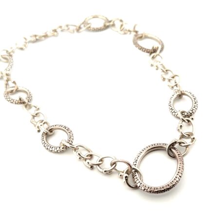 16” Michael Dawkins Thailand 925 Sterling Silver Textured Oval Link Necklace 63g