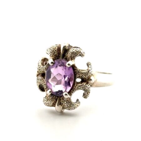 Size: 11 Kabana 925 Sterling Silver Oval Amethyst Ring 6.4g