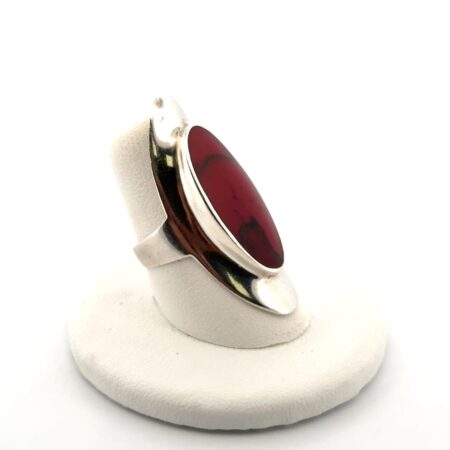 Size: 7 Elongated Red Jasper 925 Sterling Silver Ring 5.8g