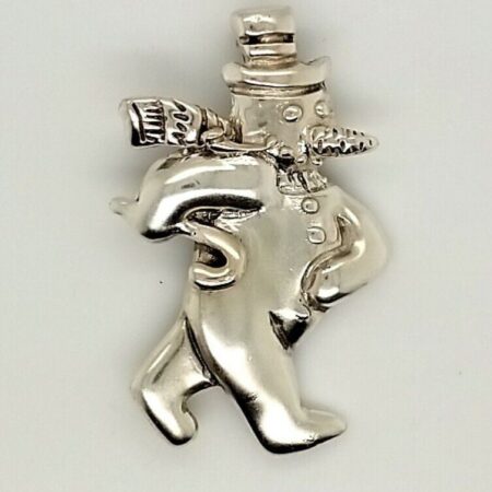 Solid .925 Sterling Silver Snowman Brooch/Pin, 12.2 grams