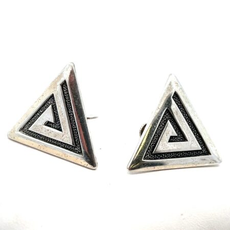 Vintage .925 Sterling Silver Screw Back Triangle Earrings 7.4g