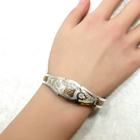 Vintage Navajo Sterling Silver  Over Copper Cuff Bracelet 7.9 Grams - 7" Wrist