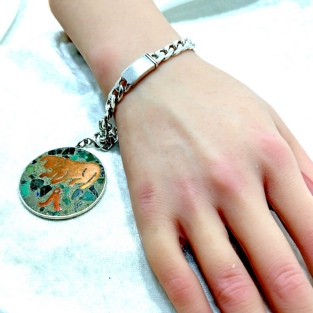 Vintage Taurus Zodiac Sterling Silver and Copper 7" Cuban Link Bracelet 38.8 gr.