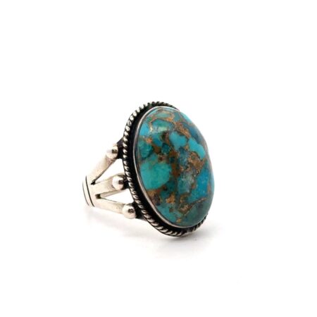 Size - 7 .925 Sterling Silver Oval Turquoise Ring, Philippines, 7.9g