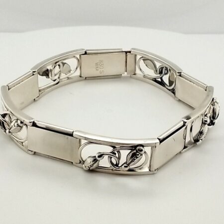 Willy Jacob Krogmar 830 Silver 7 1/2 Inch Floral Themed Bracelet, 29.6 grams