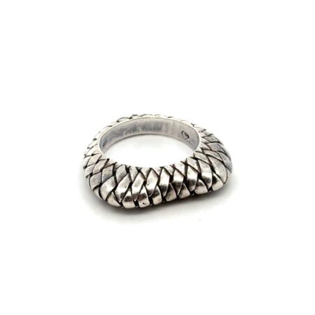 Size-9 Brighton 925 Sterling Silver Textured Basket Weave Heart Ring, 12.8g