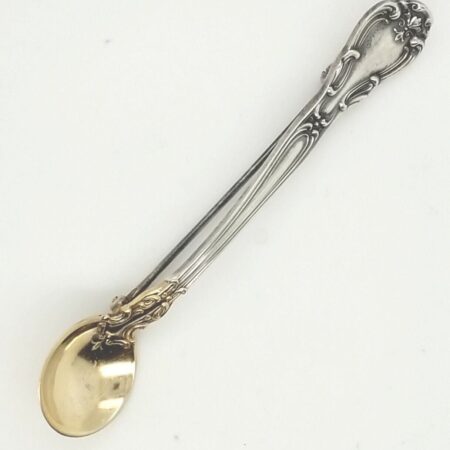 Gorham Sterling Silver Salt Spoon Pin In Chantilly Pattern, Gilded Bowl, 5.7 gr