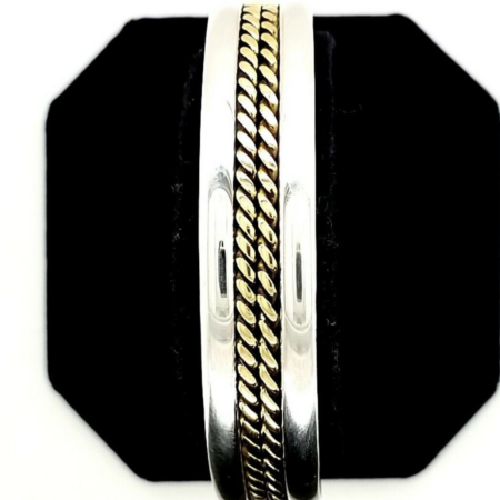 Taxco Sterling Silver Two Tone Twisted Wire Cuff Bracelet, 20.5 Grams, 6.75"