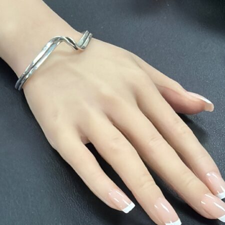 Mexico Sterling Silver Double Waves Twisted Cuff Bracelet 15.0 Grams - 6" Wrist
