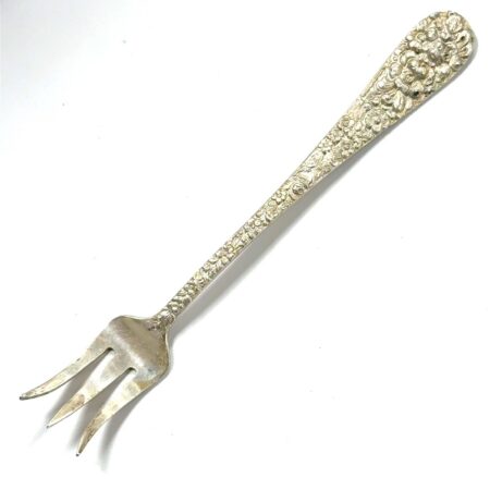 Stieff .925 Sterling Silver Rose Repousse Cocktail Fork, 6.0”, 26.6g