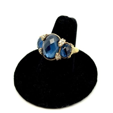 Judith Ripka 925 Sterling, 14k Clad CZ & Hematite Doublet Ring Size 6, 9.6g