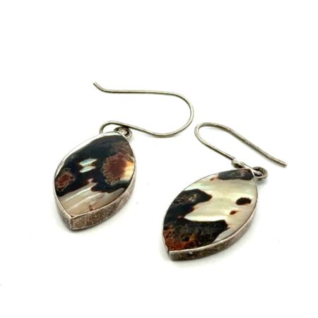 Vintage Southwestern 925 Sterling Silver Mother of Pearl Drop Earrings, 5.2g
