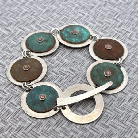 7.5” 925 Sterling Silver & Oxidized Copper Bracelet, 47.6g