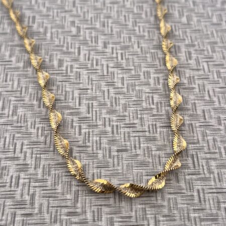 18” Italy Gold Vermeil 925 Sterling Silver Twisted Herringbone Necklace 13.1g