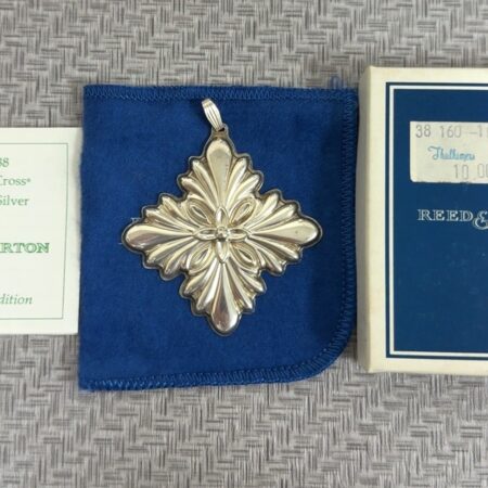Reed & Barton 1988 Sterling Silver Christmas Cross Ornament Box/Card/Pouch 12.8g