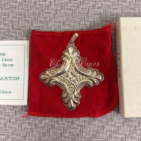 Reed & Barton 1990 Christmas Cross Ornament Sterling Silver Orig Packaging 10.9g