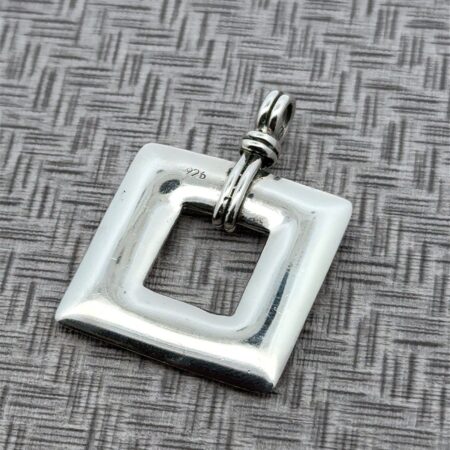 925 Sterling Silver Square Modernist Pendant, 18.3g
