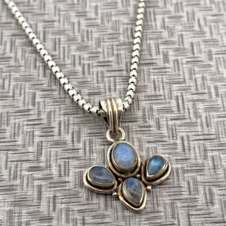 24” Milor Italy 925 Sterling Silver Chain w/ Moonstone Pendant 17.4g