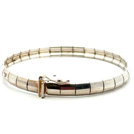 Vtg. Milor 7.5” 6mm 925 Sterling Silver Omega/Panel Link Bracelet, Italy, 12.2g