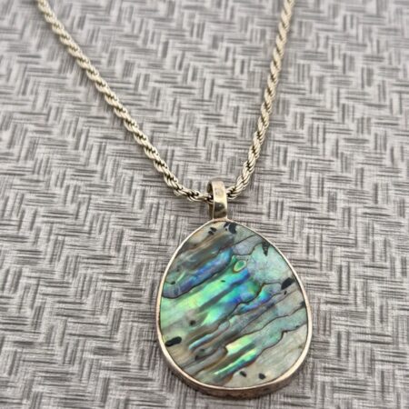 18” Italy 925 Sterling Silver Abalone Pendant Necklace 23.5g