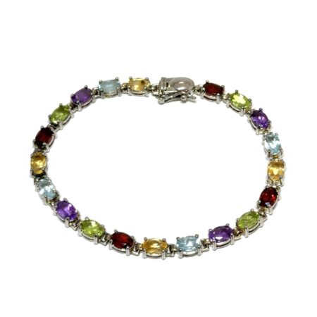 7” Ross Simons Multi-Color Gemstone 925 Sterling Silver Bracelet 9.1g
