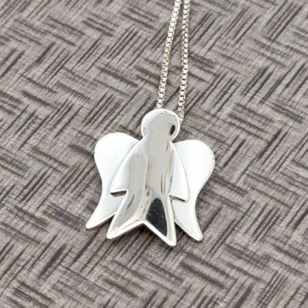 SUTH 18” 925 Sterling Silver Angel Pendant Necklace Box Chain 3.6 Grams
