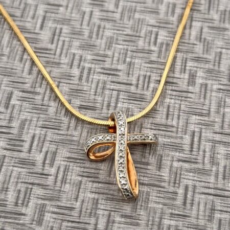 18” Ross Simons Gold Vermeil 925 Sterling Silver Cross Pendant Necklace 8.4g