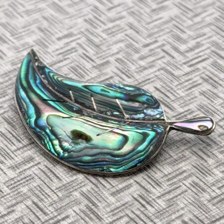Taxco Mexico 925 Sterling Silver Rainbow Abalone Leaf Pin 4.5 Grams