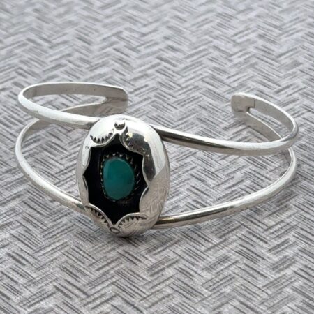 6” 925 Sterling Silver Turquoise Cuff Bracelet 12.9 Grams