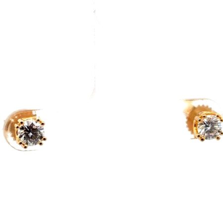 925 Sterling Silver Gold Vermeil Moissanite Stud Earrings 5mm 1.1 Grams