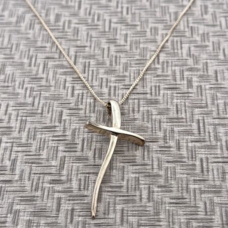 18” 925 Sterling Silver Modernist Cross Pendant Necklace 5.2g