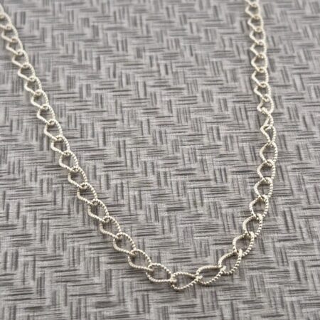 24” Italy 925 Sterling Silver Diamond Cut Textured Link Cahin Necklace 11.9g