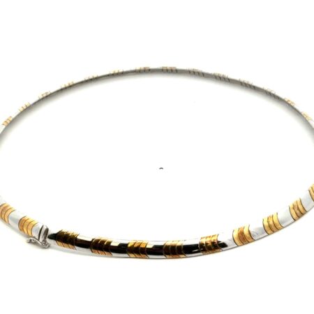 Milor Italy 925 Sterling Silver & Brass 15” Two Tone Omega Necklace 6.2mm 27.8g