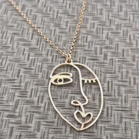 18” Dyadema 925 Sterling Silver Picasso Style Face Pendant Necklace 5.8g