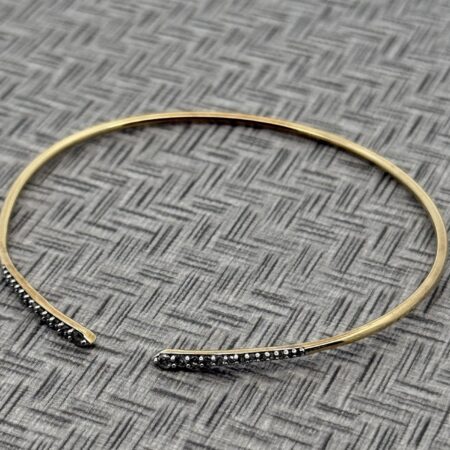 6.25” 925 Sterling Silver Gold Vermeil Diamond Cuff Bracelet 2.5 Grams