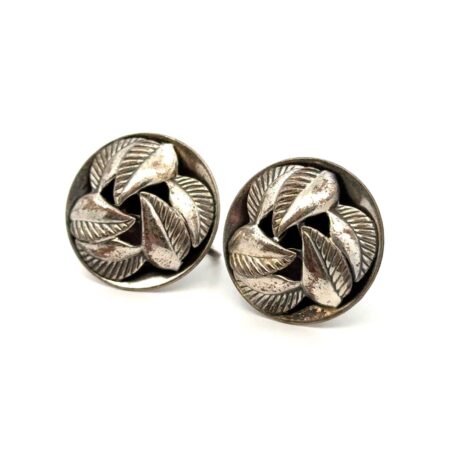 Vintage Beau Craft Sterling Silver 40s-50s Leaf Design Screwback Earrings 10g