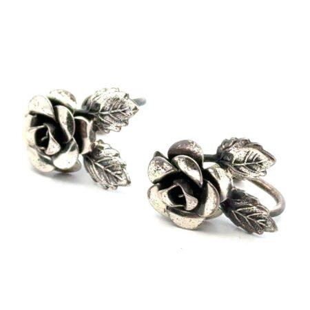 Beau Sterling Silver 3D Floral Screwback Earrings 4.2 Grams