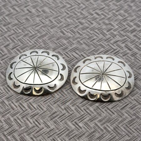 Taxco Mexico TP-54 925 Sterling Silver Large Concho Clip On Earrings 18.2g