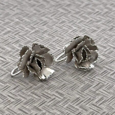 Carl Art 3D Floral Sterling Silver Screw Back Earrings 7.4 Grams