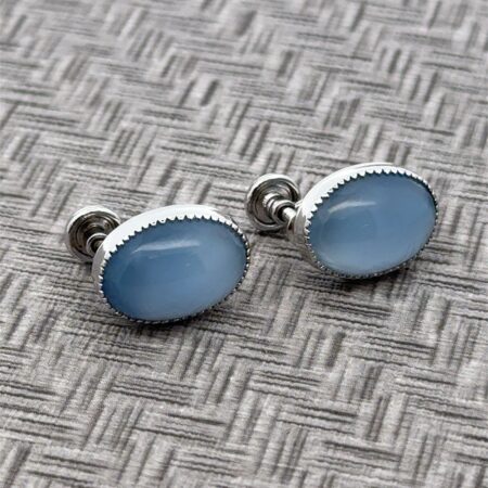 Vintage Sorento Sterling Silver Moonglow Glass Screwback Earrings 5.2 Grams