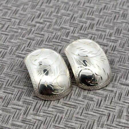 SU Engraved 925 Sterling Silver Clip On Earrings Thailand 10.3 Grams