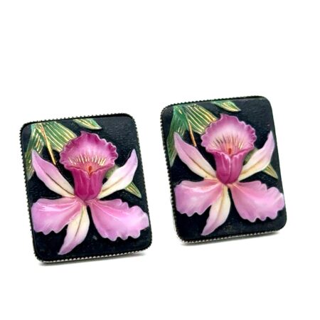 Toshikane Japanese Arita Porcelain & 925 Sterling Silver Earrings 7.9 Grams