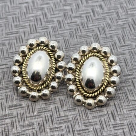 Taxco TB-171 925 Sterling Silver Hobnail Clip On Earrings 19 Grams