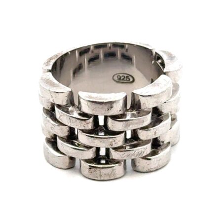 Size 5 925 Sterling Silver Wide Track Link Band Ring 10.8 Grams
