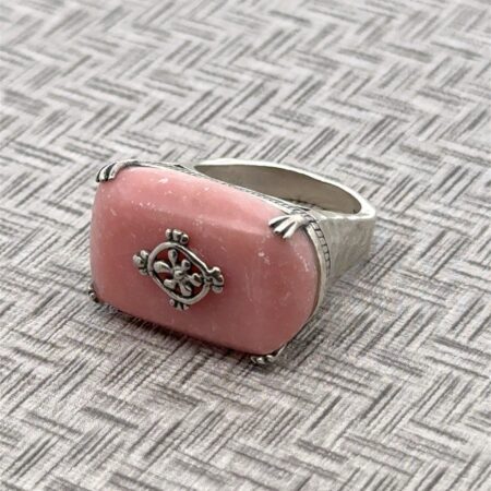 Silpada Size 6.25 Sterling Silver Rectangular Pink Soapstone #R2205 Ring 10g