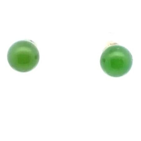 Solid 14K Yellow Gold 6mm Round Ball Jade Earrings with original 14K BACKS